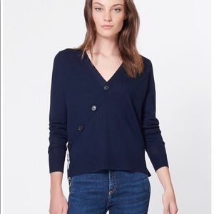 Veronica Beard Navy Plaid Back Gemma Sweater